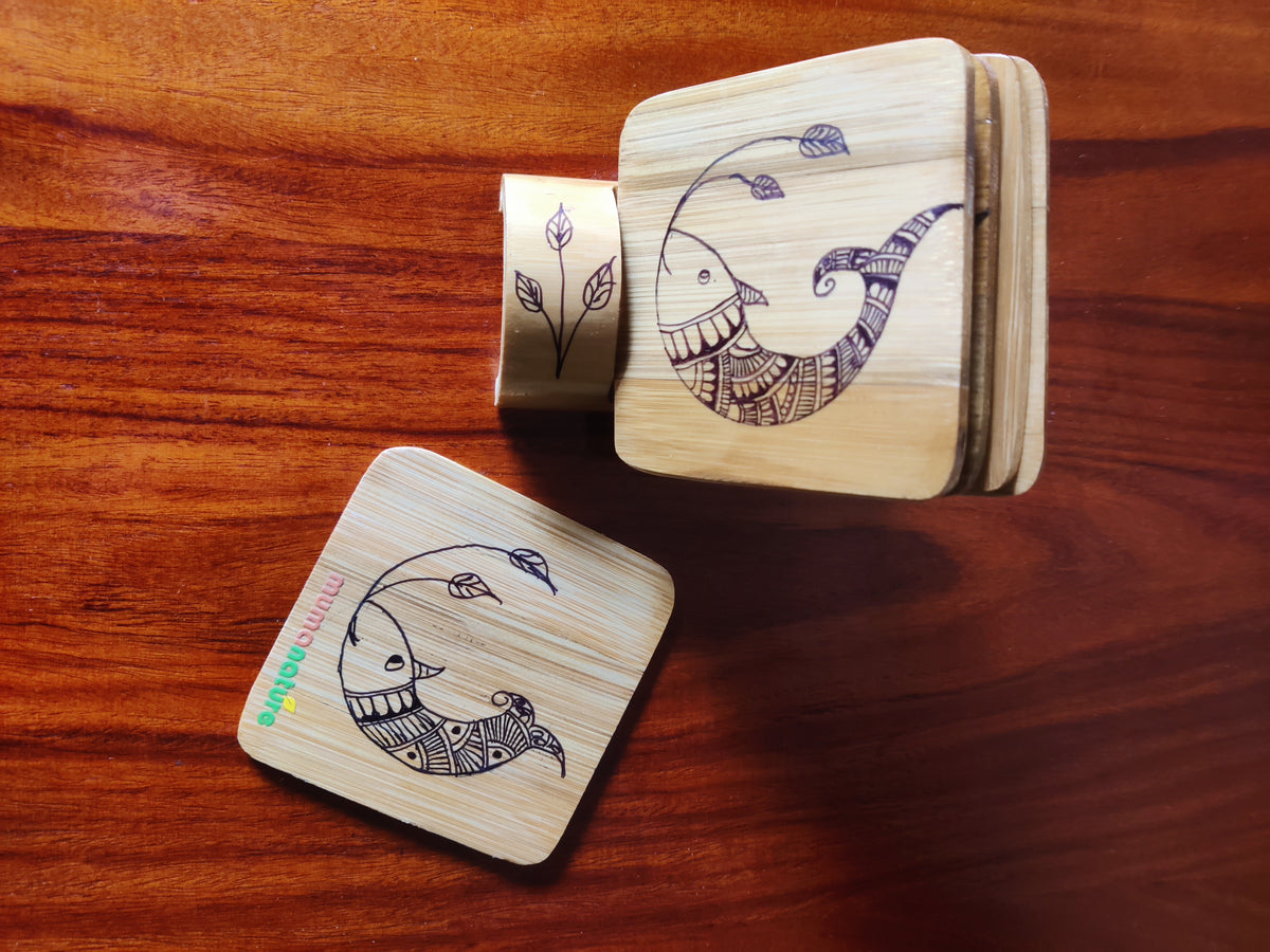 Coaster | Bamboo | Madhubani Painting (Set of 6)