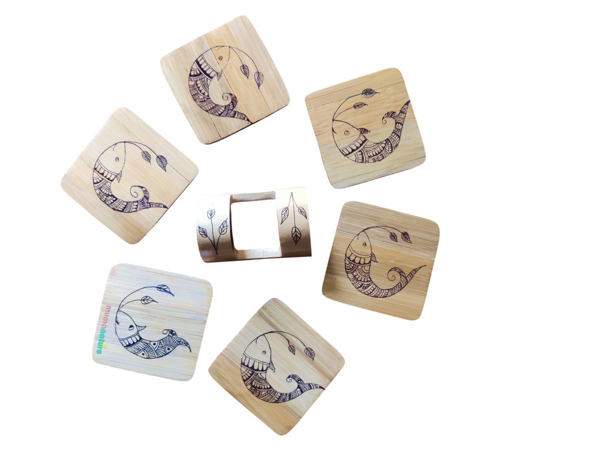 Coaster | Bamboo | Madhubani Painting (Set of 6)