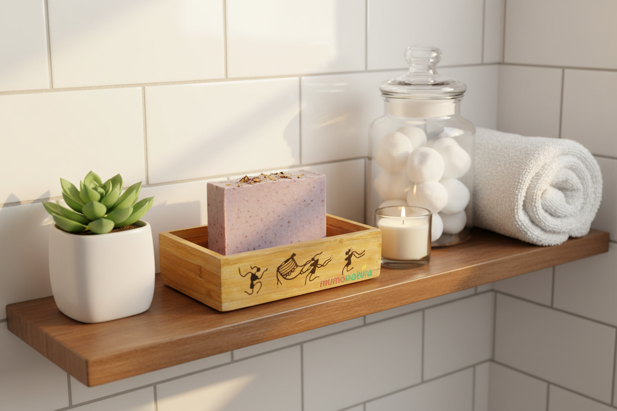 Bamboo Warli Soap Case – Bathroom Shelf