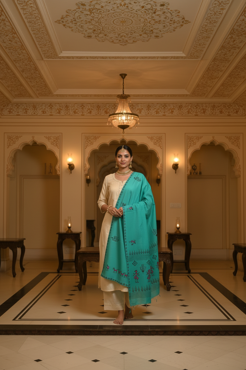 Green Dupatta - Wide Shot Full Frame