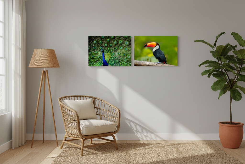 Peacock & Toucan – 2x2ft Canvas Retry