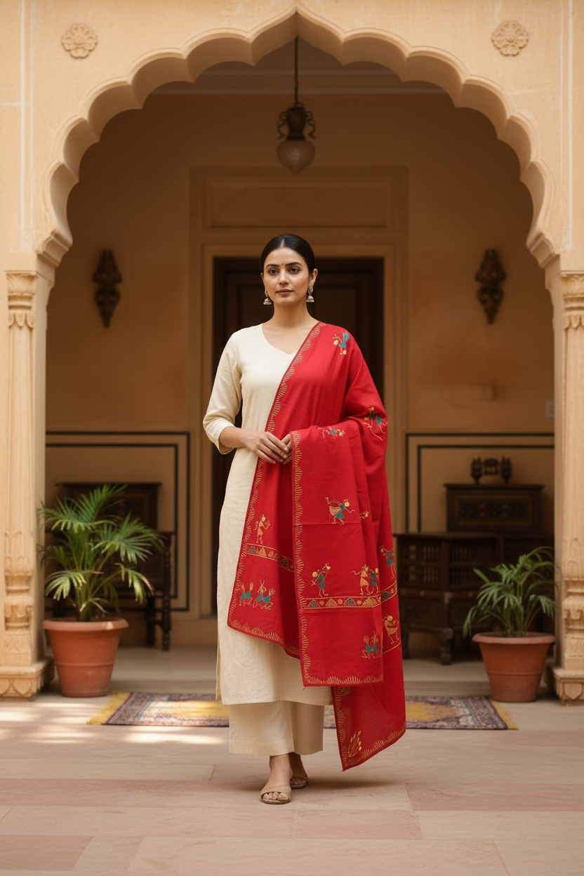 Red Dupatta Full Frame